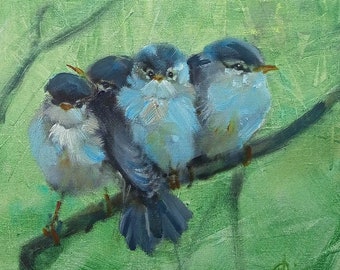 Rookies small painting oil on canvas