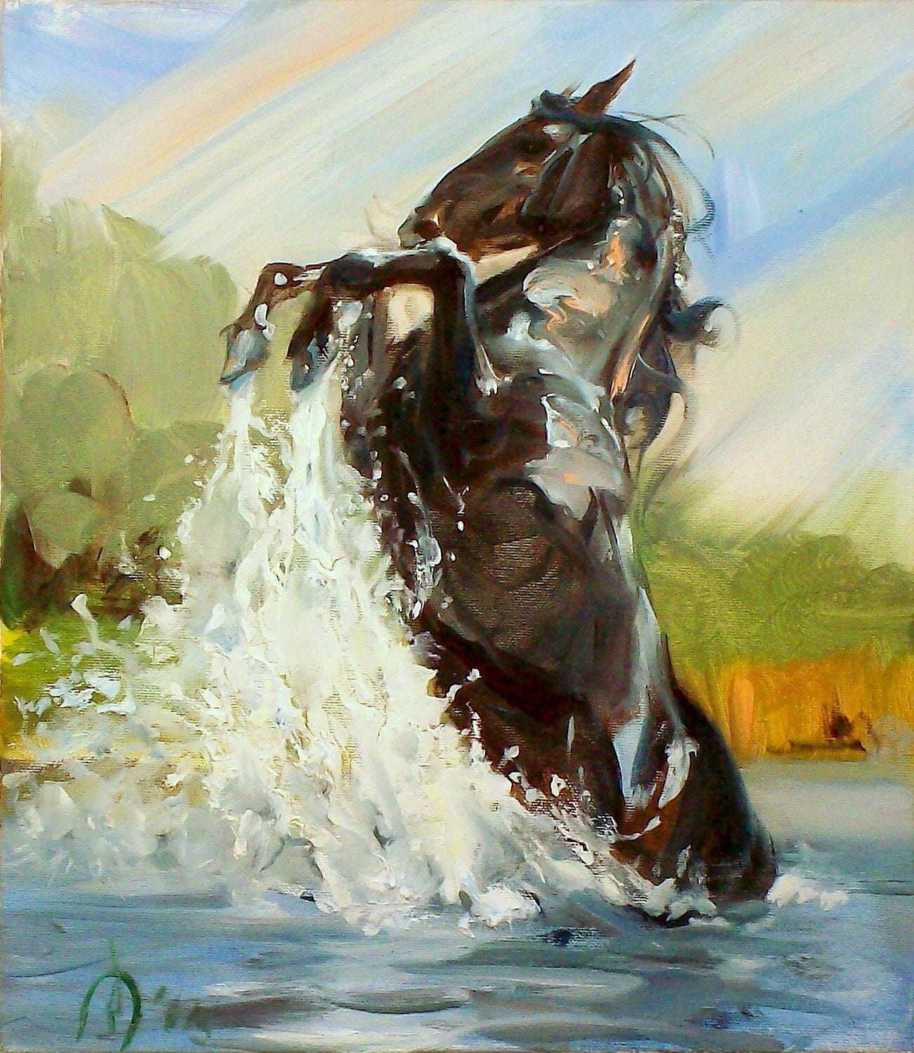 Black Horse Painting Oil Painting on Canvas Original Art Horse Etsy