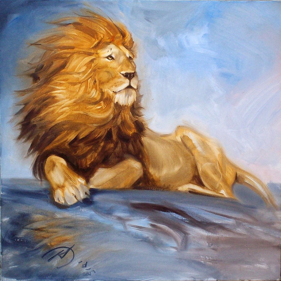 Lion Painting Oil Original Oil Painting on Canvas Animal Etsy