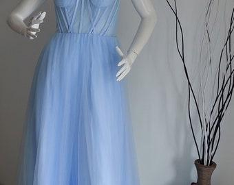 Bleu bébé #tulle #robe longue #été#mariage # bal de promo # demoiselle d'honneur