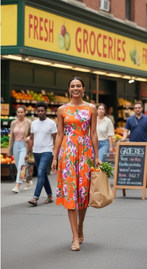 knee length dresses for ladies Orange Halter Open Knit Midi Dress main image 0