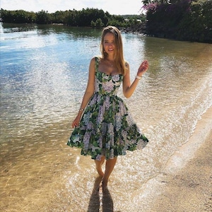 Hydreange #print  #mini # dress #made to order
