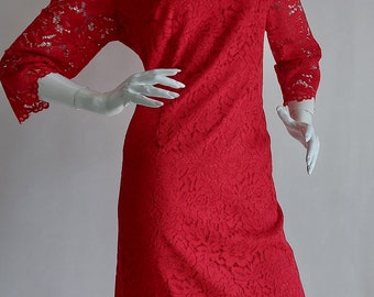 Red lace dress # custom made