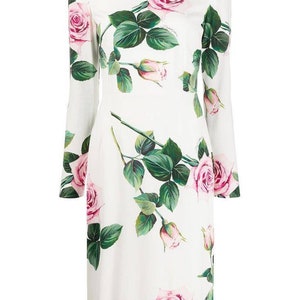 Pink roses # designer inspired #midi dress # made to order