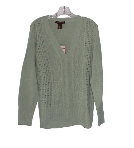 Bandolino Pullover Sweater V Neck Mint Green Size 