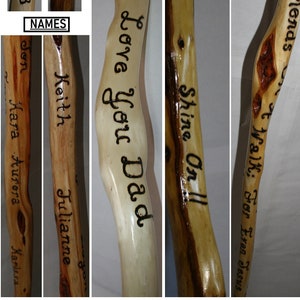 Personalized Walking Stick, Engraved Custom Wooden Hiking Staff, OOAK Polished Rustic Natural Finished Diamond Willow Wood, Minn., USA image 3