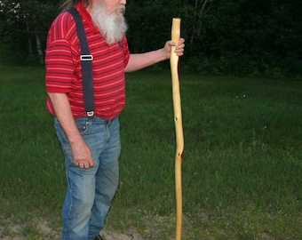 Trail Stick for XL Hand, Mostly Straight, 450lbs Max Wt, Bariatric Burly Jo Staff, Polished Diamond Willow Wood, Handcrafted in MN., USA