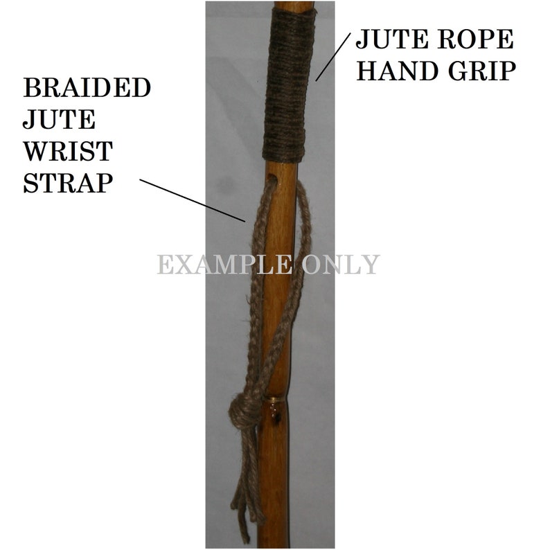 Thin Hiking Stick with Rope Handle, MAX Wt 150 Lbs, Diamond Willow Wood, Can Add Personalized Engraving Upgrade, Unique Holiday Gift, MN USA Natural Jute