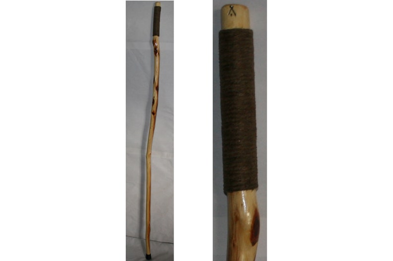 Thin Hiking Stick with Rope Handle, MAX Wt 150 Lbs, Diamond Willow Wood, Can Add Personalized Engraving Upgrade, Unique Holiday Gift, MN USA image 1