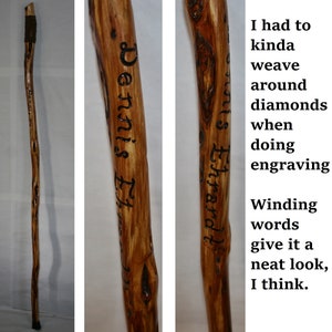 Personalized Walking Stick, Engraved Custom Wooden Hiking Staff, OOAK Polished Rustic Natural Finished Diamond Willow Wood, Minn., USA image 10