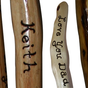 Personalized Walking Stick, Engraved Custom Wooden Hiking Staff, OOAK Polished Rustic Natural Finished Diamond Willow Wood, Minn., USA image 1