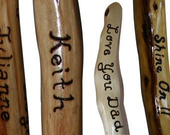 Personalized Walking Stick, Engraved Custom Wooden Hiking Staff, OOAK Polished Rustic Natural Finished Diamond Willow Wood, Minn., USA