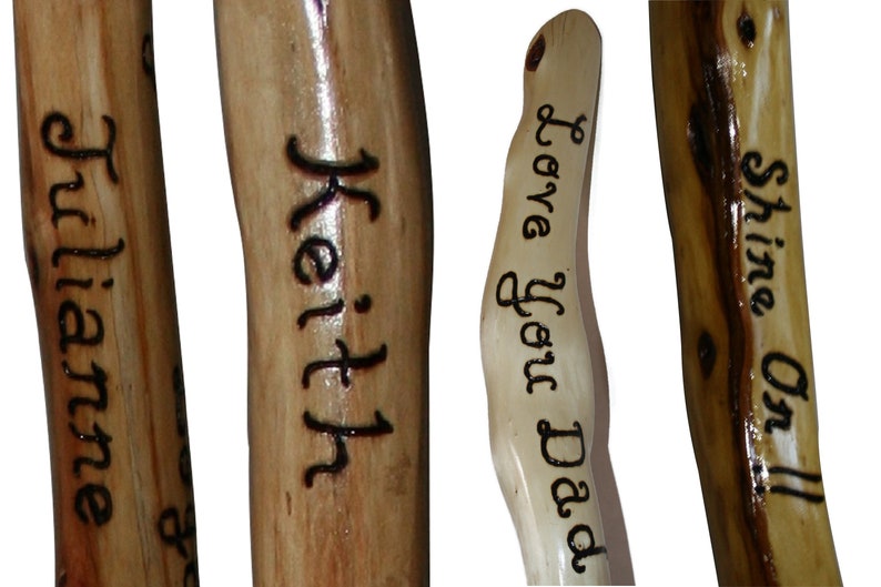 Personalized Walking Stick, Engraved Custom Wooden Hiking Staff, OOAK Polished Rustic Natural Finished Diamond Willow Wood, Minn., USA image 1