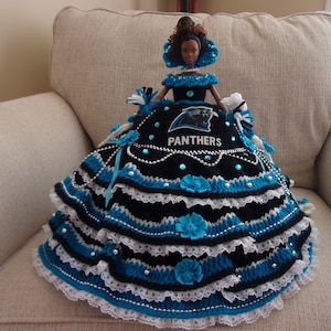11&quot; Handmade Hand Crochet NFL Team African American [Panthers] Bed Pillow Doll