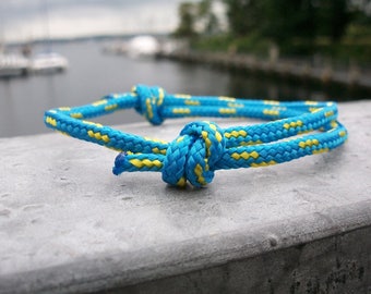 Surfer bracelet blue yellow, sail sailor bracelet 3 mm, rope cord knot, climbing rope, maritime nautical, sea ocean beach