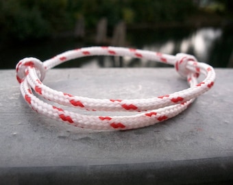 Surfer bracelet sail bracelet white red, 3 mm, maritime nautical, sail surf climb, rope knot rope knot, sea ocean beach coast