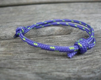 Surfer bracelet purple green, sail rope bracelet 3 mm, maritime cord bracelet, sail bracelet, knot bracelet, nautical, sailing, surfing, climbing