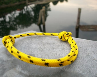 Sail rope bracelet, surfer bracelet yellow black, 3 mm, maritime nautical sailing surf knot, sea ocean beach coast water