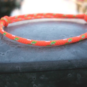 Surfer bracelet, neon orange light green white 2.5 mm, fine ribbon for narrow wrists, sailor surfer bracelet, sea ocean beach image 2