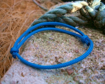 Surfer bracelet, bright blue 2.5 mm, fine strap for narrow wrists, sailor surfer bracelet, sea ocean beach