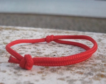 Surfer bracelet, red 2.5 mm, fine ribbon for narrow wrists, sailor surfer bracelet, sea ocean beach