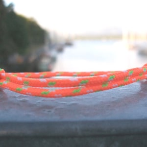 Surfer bracelet, neon orange light green white 2.5 mm, fine ribbon for narrow wrists, sailor surfer bracelet, sea ocean beach image 1