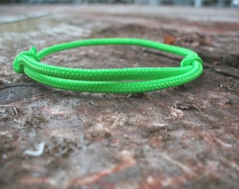 Surfer bracelet, neon green 2.5 mm, fine ribbon for narrow wrists, sailor surfer bracelet, climbing cord rope knot, nautical