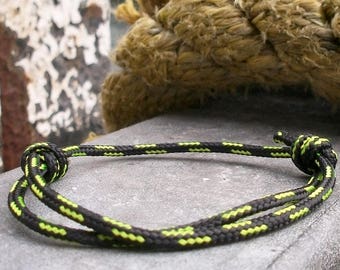 Surfer bracelet, black yellow 3 mm, sailor bracelet, maritime nautical, sea ocean beach, climbing cord knot bracelet, surfing sailing climbing