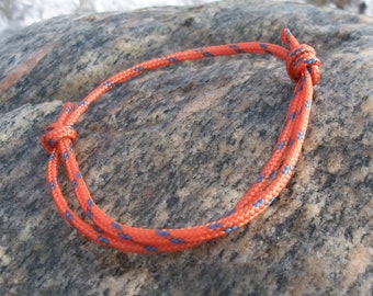 Surfer bracelet, burnt orange terracotta blue 3 mm, sailor bracelet, surf jewelry, climbing cord knot bracelet, surfing sailing climbing