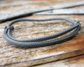 Surfer bracelet, grey plain 2.5 mm, fine ribbon for narrow wrists, sailor surfer bracelet, climbing cord rope knot, nautical