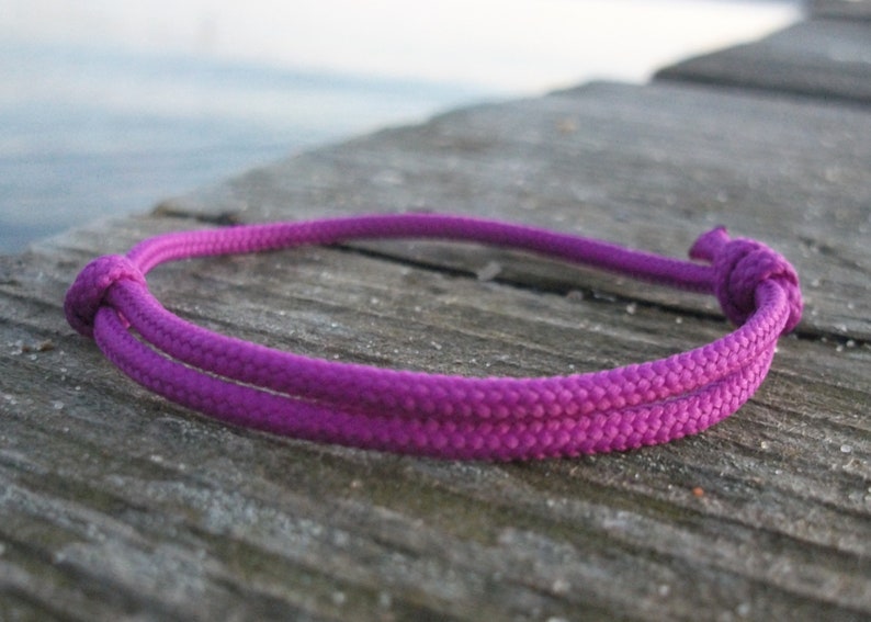 Surfer bracelet, purple, 2.5 mm, fine strap for narrow wrists, sailor surfer bracelet, sea ocean beach image 1