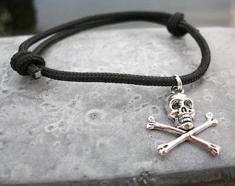 Surfer bracelet pirate, black silver colored. sea ocean beach shipping