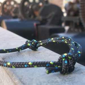 Surfer bracelet, black blue yellow, 3 mm, sailor bracelet, maritime nautical, sea ocean beach, climbing cord knot, surfing sailing climbing