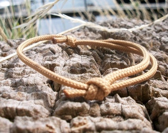 Surfer bracelet, golden brown uni 2.5 mm, fine ribbon for narrow wrists, sailor surfer bracelet, climbing cord rope rope knot, sea