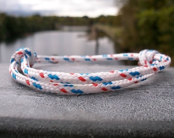 Surfer bracelet white blue red, sail rope bracelet 3 mm, maritime nautical, cord bracelet, sail bracelet, knot bracelet, sailing, surfing, climbing