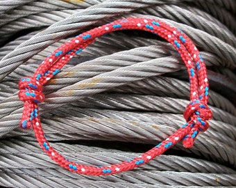Surferarmband Segel Armband rot blau weiß, 3 mm, maritim nautisch, segeln surfen klettern, Tau Schnur Seil Knoten, Meer Ozean Strand Küste