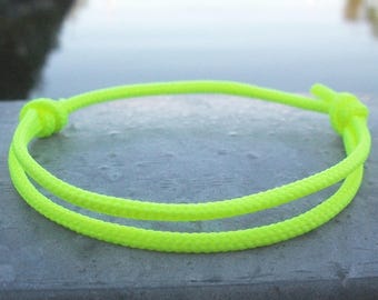 Surfer bracelet, neon yellow 2.5 mm, fine strap for narrow wrists, sailor surfer bracelet, climbing cord rope knot, nautical