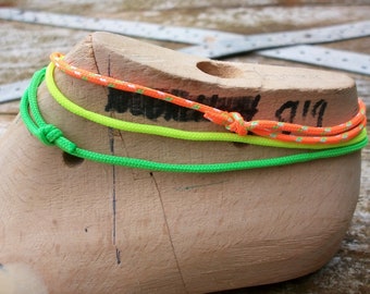 Surfer ankle bracelet, ankle chain, fine 2 mm, neon yellow, neon green, neon orange, white-green, surfing, sailing, climbing