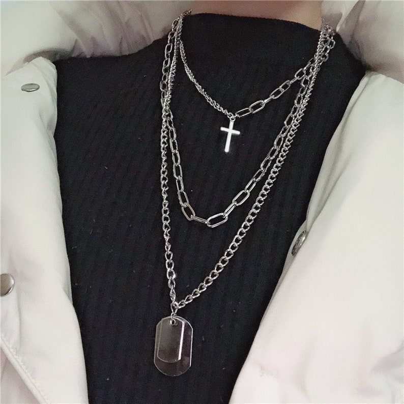 Triple Layer Punk Necklace Grunge Vintage Punk Emo Accessory Etsy