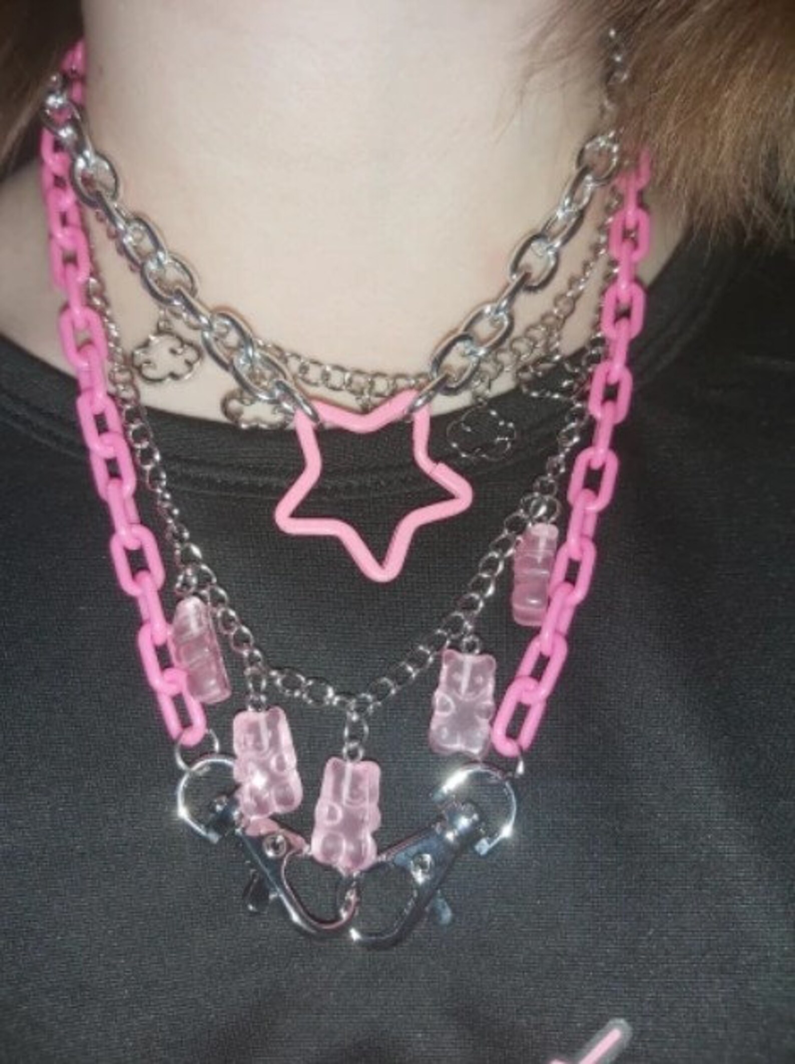Cute Alternative Pink Charm Necklace / Tik Tok Egirl Eboy Etsy