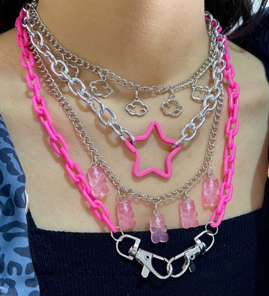 Cute Alternative Pink Charm Necklace / Tik Tok E-girl E-boy - Etsy