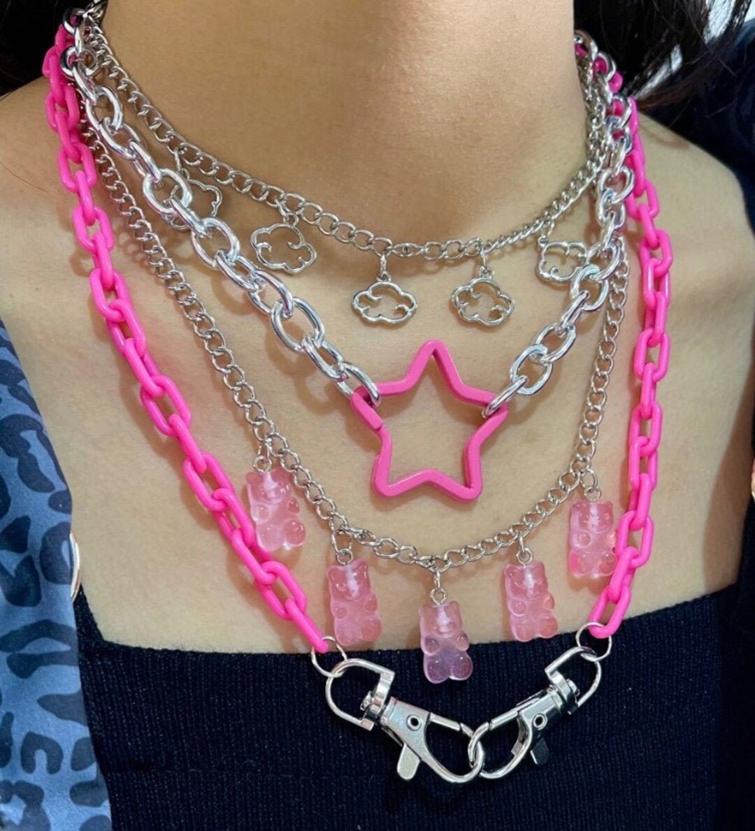 Cute Alternative Pink Charm Necklace / Tik Tok Egirl Eboy Etsy