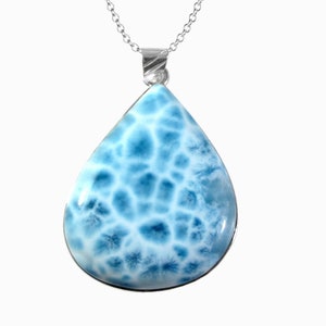 Larimar Teardrop Pendant Riley - 925 sterling silver - authentic stone - Dominican Jewelry Handcrafted by Larimar Magic.