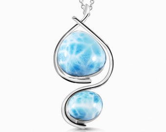 Larimar Pendant - Better Together | 925 sterling silver | authentic stone | Dominican Jewelry Handcrafted by Larimar Magic.