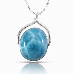 Larimar pendant Violet |  925 sterling silver | 1.9 inches top quality large stone | Dominican  jewelry handcrafted by Larimar Magic.