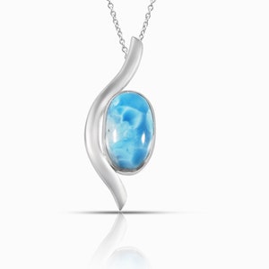 Larimar Pendant Naia - 925 sterling silver - authentic stone - Dominican Jewelry Handcrafted by Larimar Magic.