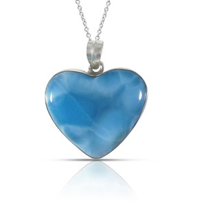 Larimar Heart Pendant Victoria - 925 sterling silver - authentic stone -   Dominican Jewelry Handcrafted by Larimar Magic.