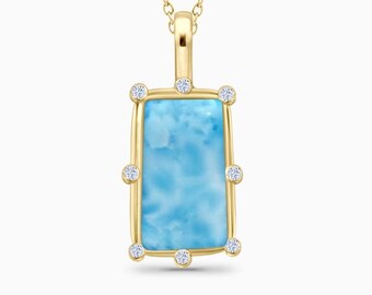 Larimar Statement Gold Vermeil Blue Lagoon Necklace | handcrafted by Larimar Magic.