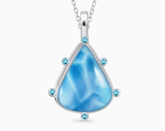 Larimar Statement sterling silver Blue Wave Necklace | handcrafted by Larimar Magic.