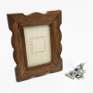 shaped photo frame in old wood, for table or wall image 1